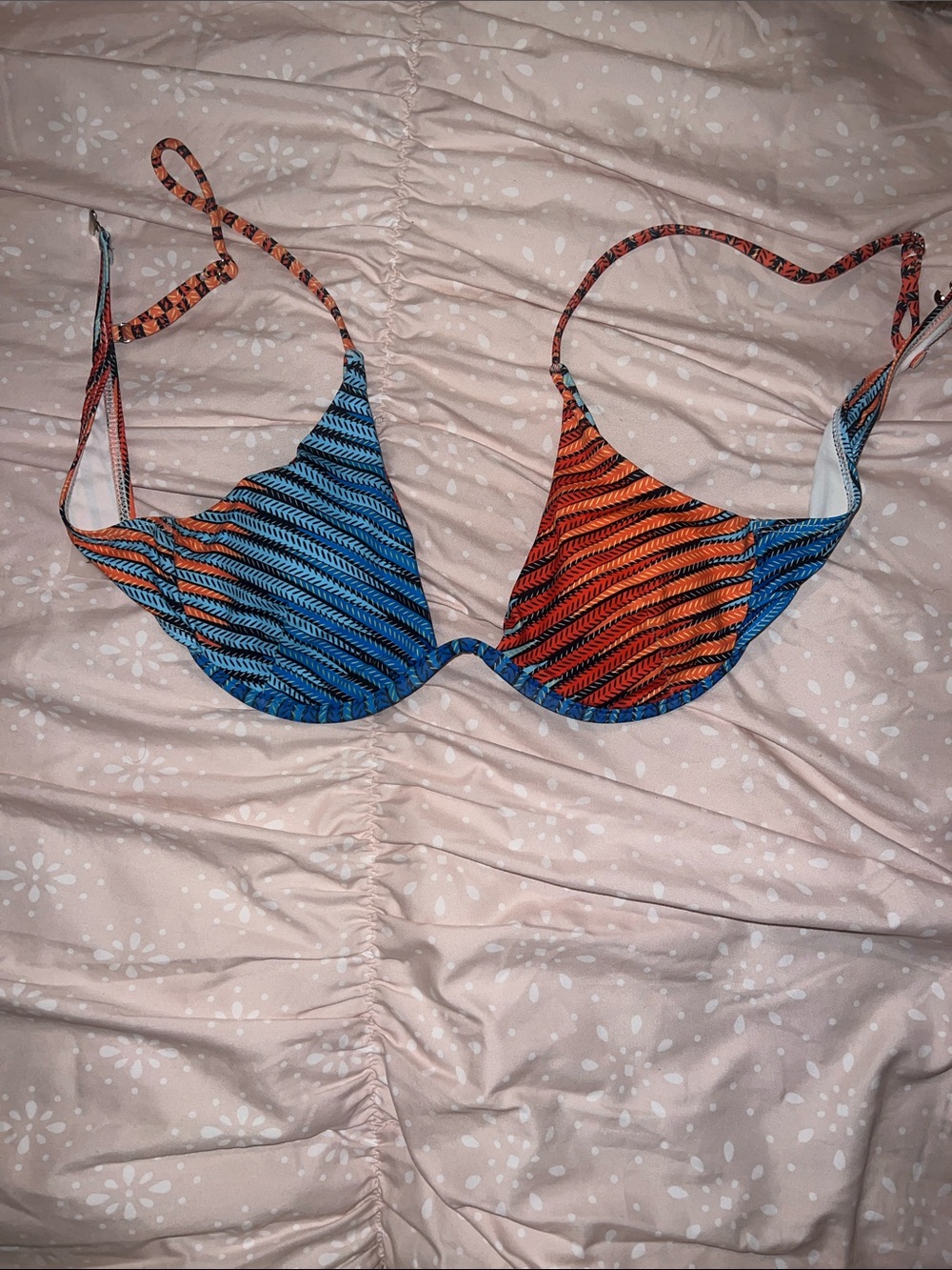 Colorblock Orange & Blue Bikini Top